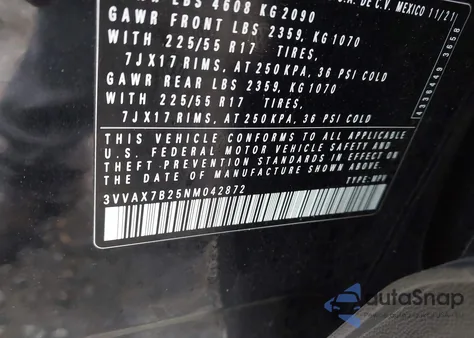 2022 Volkswagen Taos 1.5T S из США, поврежденный, VIN 3VVAX7B25NM042872